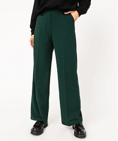 pantalon large en maille fluide extensible femme vert pantalonsK098301_1