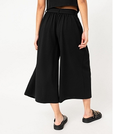 pantalon large et court en maille avec ceinture femme noir pantalonsK108501_3