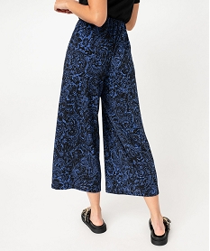 pantalon 78e ample en maille imprimee femme bleu pantalonsK108701_3