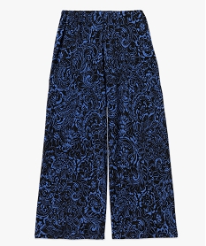 pantalon 78e ample en maille imprimee femme bleu pantalonsK108701_4