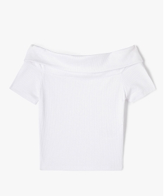 tee-shirt manches courtes coupe courte et col bardot fille blanc tee-shirtsK111401_1