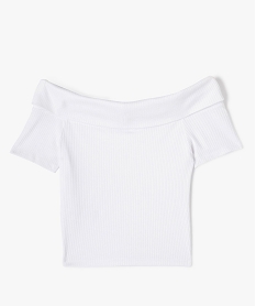 tee-shirt manches courtes coupe courte et col bardot fille blanc tee-shirtsK111401_3