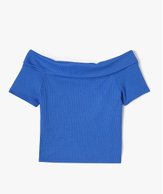 tee-shirt manches courtes coupe courte et col bardot fille bleu tee-shirtsK111501_1