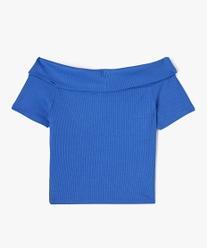 tee-shirt manches courtes coupe courte et col bardot fille bleu tee-shirtsK111501_3