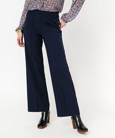 GEMO Pantalon large avec fermeture boutonnée sur le côté femme Bleu