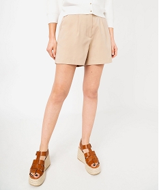 GEMO Short large et fluide à taille haute femme Beige