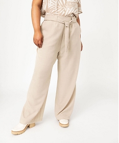 GEMO Pantalon fluide coupe large femme grande taille Beige