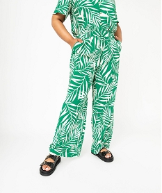 GEMO Pantalon large et fluide imprimé feuillage femme grande taille Vert