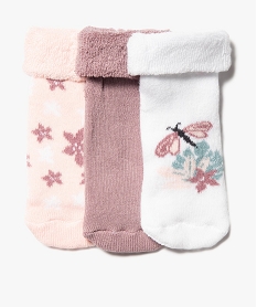 GEMO Chaussettes bébé en maille bouclette (lot de 3) kaki chine