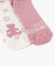 chaussettes bebe en maille bouclette imprimee fleurs (lot de 2) - lulucastagnette rose standard chaussettesK127801_2