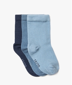chaussettes tige haute en coton biologique uni bebe fille (lot de 3) bleu standard chaussettesK130001_1