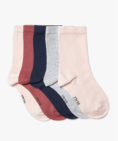 GEMO Chaussettes tige haute en maille fine fille (lot de 5) rose chine