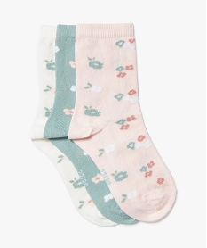 GEMO Chaussettes à motifs fleuris fille (lot de 3) jaune chine