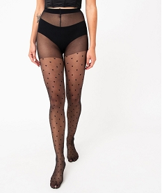 GEMO Collant fantaisie avec motifs coeurs femme - Dim Style noir standard