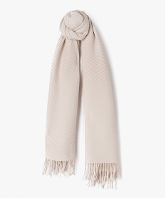 foulard grand format en maille plissee femme beige standardK155201_1