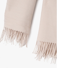 foulard grand format en maille plissee femme beige standardK155201_2
