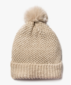 GEMO Bonnet à pompon avec fil pailleté femme beige standard