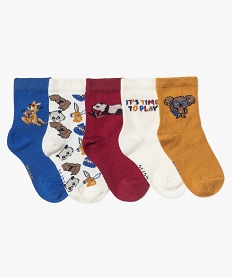 chaussettes hautes a motifs animaux bebe garcon (lot de 5) bleu standardK158701_1