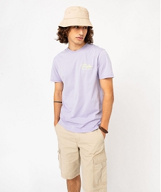 GEMO Tee-shirt manches courtes avec inscription fluo homme Violet