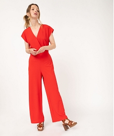 combinaison pantalon avec haut cache-coeur femme rouge combinaisons pantalonK185201_1