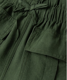 short fluide taille haute avec poches a rabat fille vert shortsK185801_2