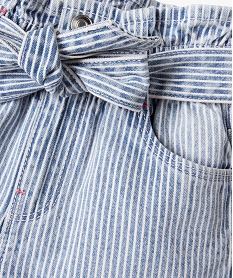 short en jean raye taille haute avec ceinture fille bleu shortsK186001_2