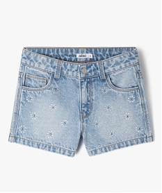 short en jean delave a strass brillants fille gris shortsK186101_1