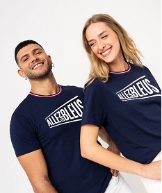 GEMO Tee-shirt manches courtes imprimé  - Allez les bleus Bleu