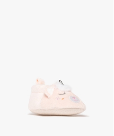 chaussons de naissance bebe fille forme licorne en velours rose standardK190501_2