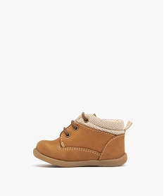 chaussures premiers pas bebe garcon dessus en cuir suede avec col mousse contrastant orangeK191801_3
