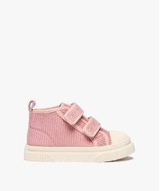 GEMO Baskets fille mid-cut à scratch en velours côtelé rose standard