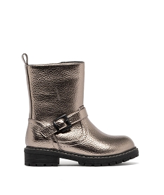 GEMO Boots fille fourrées effet métallisé avec boucle fantaisie et à zip Gris