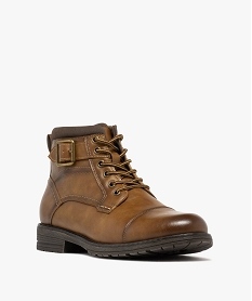 boots home a lacets et a zip avec bout droit classique marron chineK224501_2