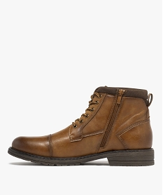 boots home a lacets et a zip avec bout droit classique marron chineK224501_3