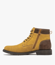 boots homme en suedine a lacets bicolores et a zip marron vifK224601_3