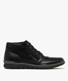 GEMO Boots homme confort à lacets et zip latéral avec bout carré Noir