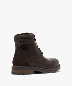 boots homme dessus en cuir avec col en maille bouclee et a semelle crantee marron standardK226501_4