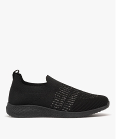 GEMO Baskets femme slip-on en mesh ajouré et à paillettes noir standard