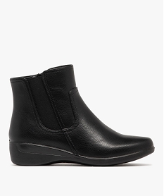 GEMO Boots femme confort style Chelsea à zip et à semelle épaisse noir standard