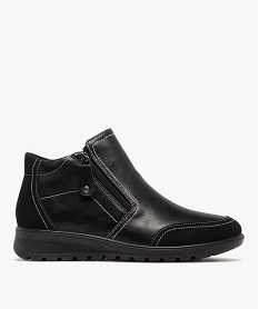 GEMO Boots femme confort à double zip avec surpiqûres contrastantes noir standard