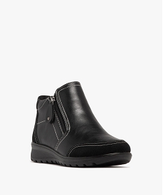 boots femme confort a double zip avec surpiqures contrastantes noir standardK240001_2