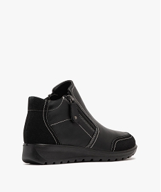 boots femme confort a double zip avec surpiqures contrastantes noir standardK240001_4