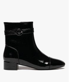 GEMO Boots femme vernies à bout carré et à zip noir standard