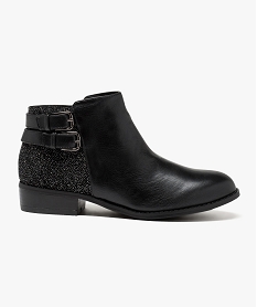 GEMO Bottines femme vintage dessus en cuir à lacets et à zip intérieur noir standard