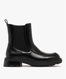 GEMO Boots femme Chelsea à zip et semelle crantée avec couture sur le dessus noir standard