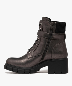 boots femme a talon crante et col chaussette effet metallise scintillant grisK244001_3
