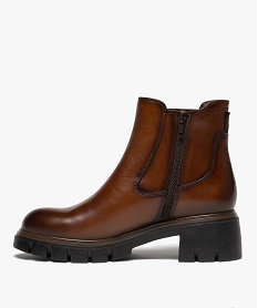 boots femme a talon chunky dessus en cuir avec zip brunK248501_3