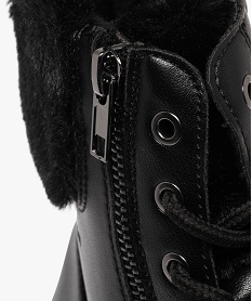 GEMO Boots fourrées à lacets et zips femme noir standard