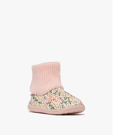 chaussons bebe fille boots a col chaussette motif fleuri roseK255101_2