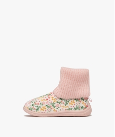 chaussons bebe fille boots a col chaussette motif fleuri roseK255101_3